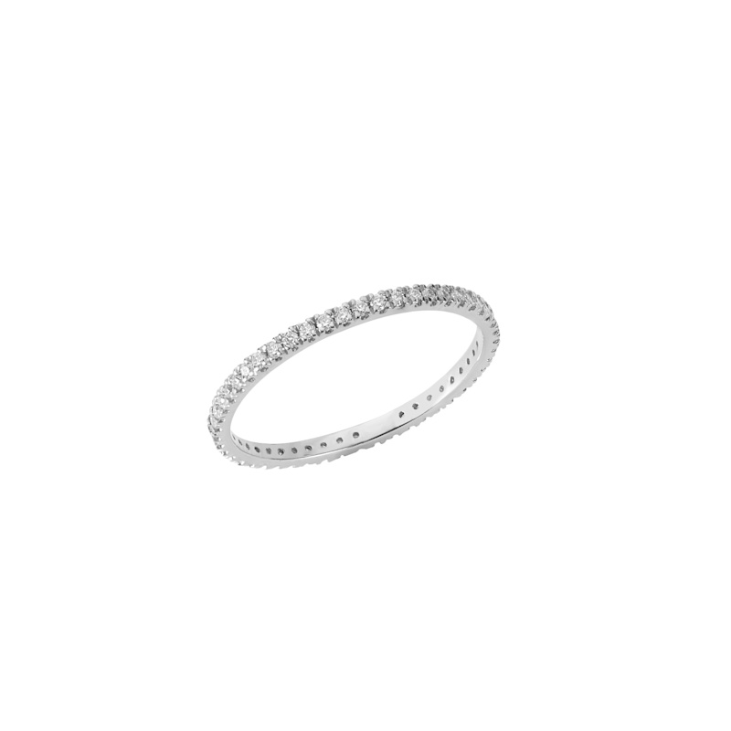 Thumbnail of Illuminess™ Sterling Silver French Pavé Eternity Sparkle Stacking Ring image