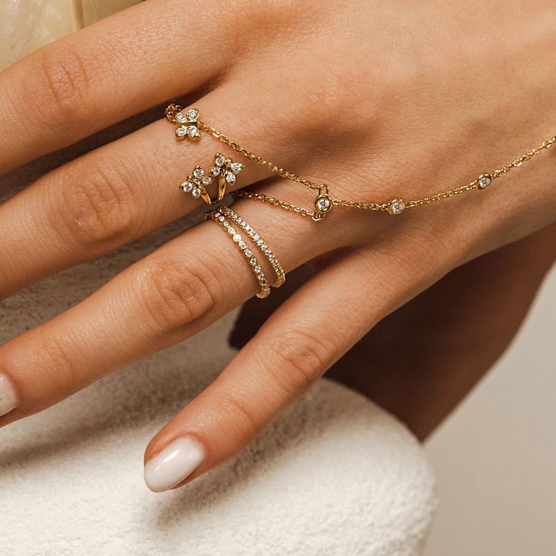 Thumbnail of Illuminess™ Sterling Silver French Pavé Eternity Sparkle Stacking Ring image
