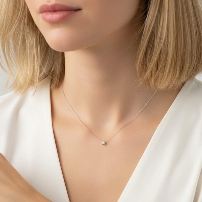 Thumbnail of Illuminess™ Sterling Silver 'The Light Inside You' Single Moissanite Stone Choker image