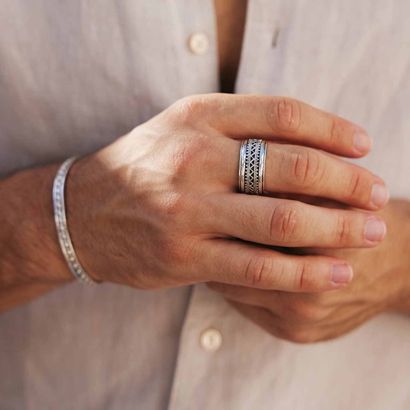 Thumbnail of Men's Jaipur Explorer Silver Spinning Ring image