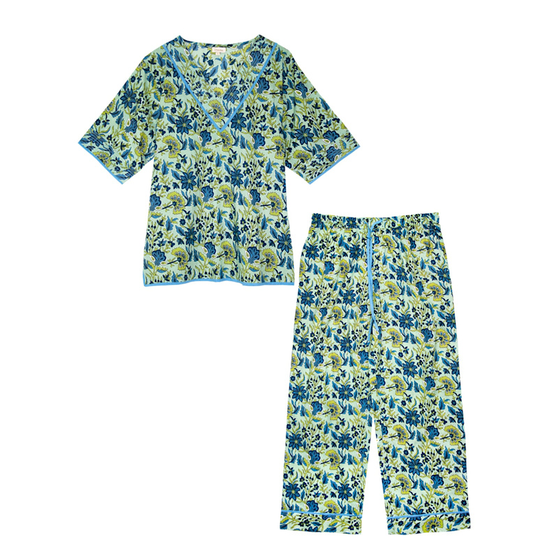 Indian Cotton Floral Printed Pyjamas - Lime Patchouli | inara | Wolf ...