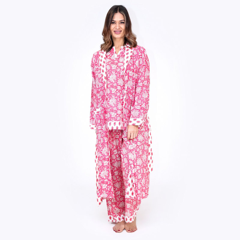 Thumbnail of Indian Cotton Peony Paisley Print Robe image