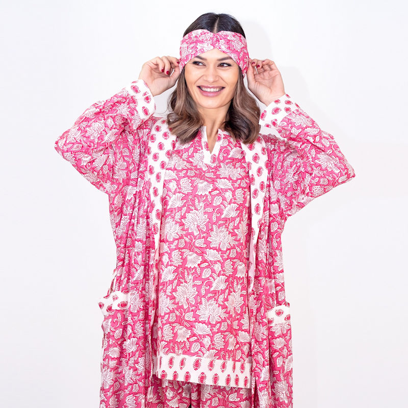Thumbnail of Indian Cotton Peony Paisley Print Robe image