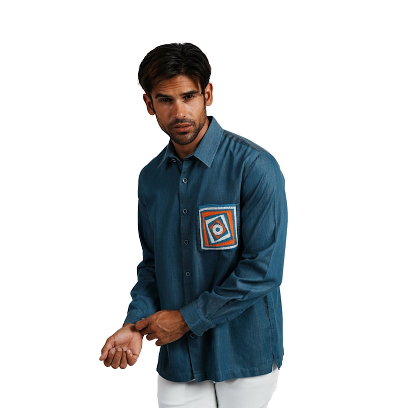 Thumbnail of Indigo Denim Long Sleeve Button Up Shirt image