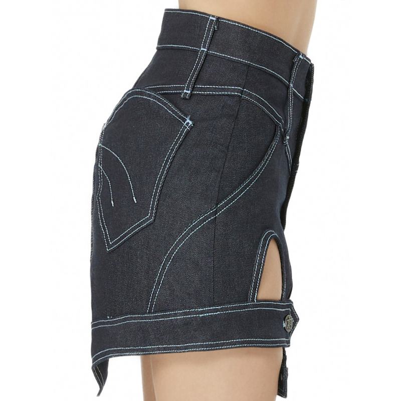 Mini Skirt Cut-Out Denim Indigo | GAO Republic | Wolf & Badger