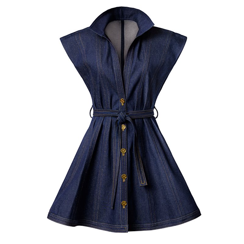 white christmas dresses Stretch Button Down Washed Denim Dress main image 1