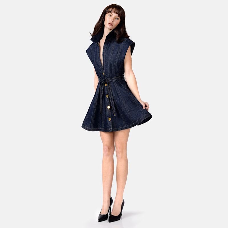 cowl about mini dress Charl Blue Cowl Neck Mini Dress