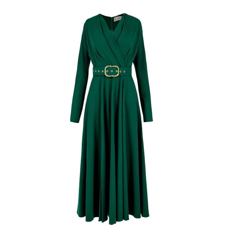knee length dresses for ladies Tailored Midi Office Dress in Black – Стилна Жена main image 0
