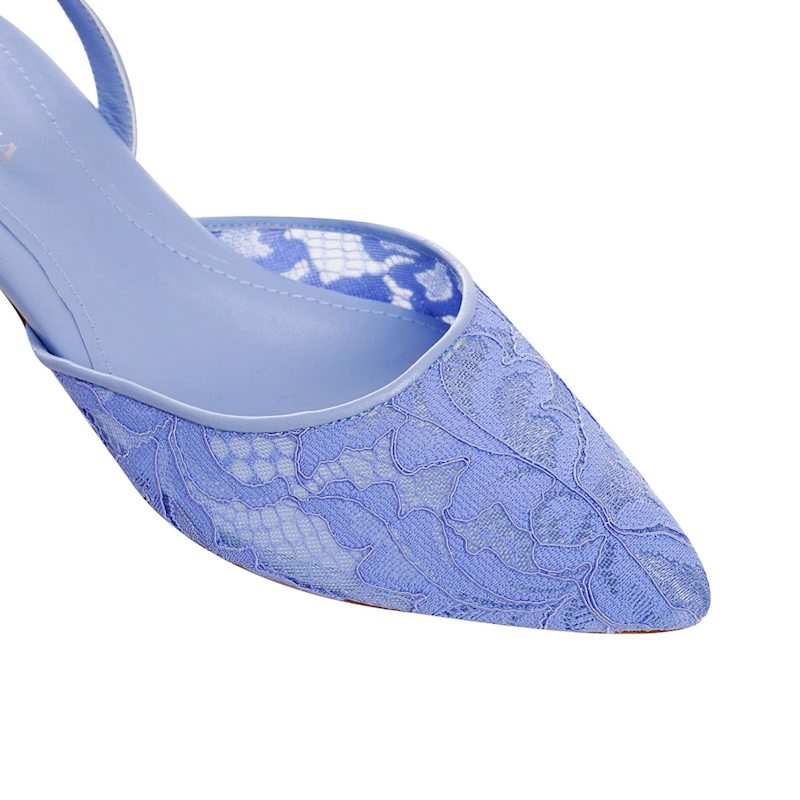 Thumbnail of Ines Blue Lace Slingbacks - Kitten Heels image