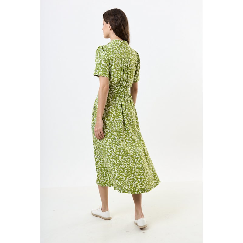 Women's Inesa Negative Floral Print Short Sleeve Midi Shirtdress - Green | Extra Small | Louche