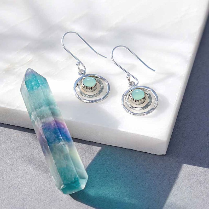 Thumbnail of Infinity Universe Silver Earrings - Chalcedony image