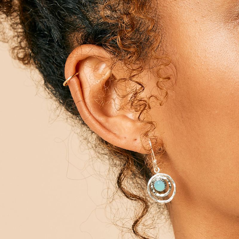 Thumbnail of Infinity Universe Silver Earrings - Chalcedony image