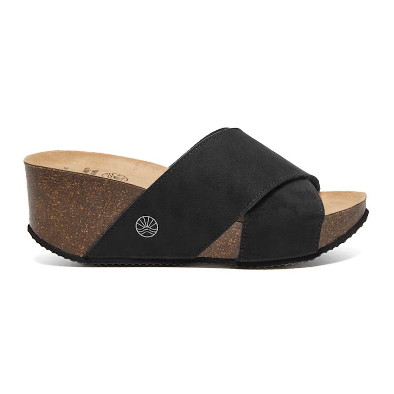 Thumbnail of Inis - Vegan Wedge Crossover Platform Slider - Black image