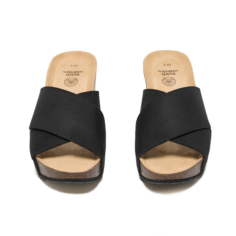 Thumbnail of Inis - Vegan Wedge Crossover Platform Slider - Black image