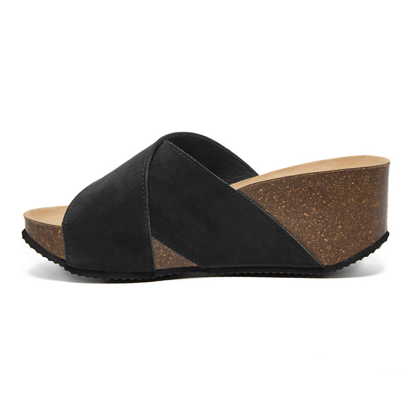Thumbnail of Inis - Vegan Wedge Crossover Platform Slider - Black image