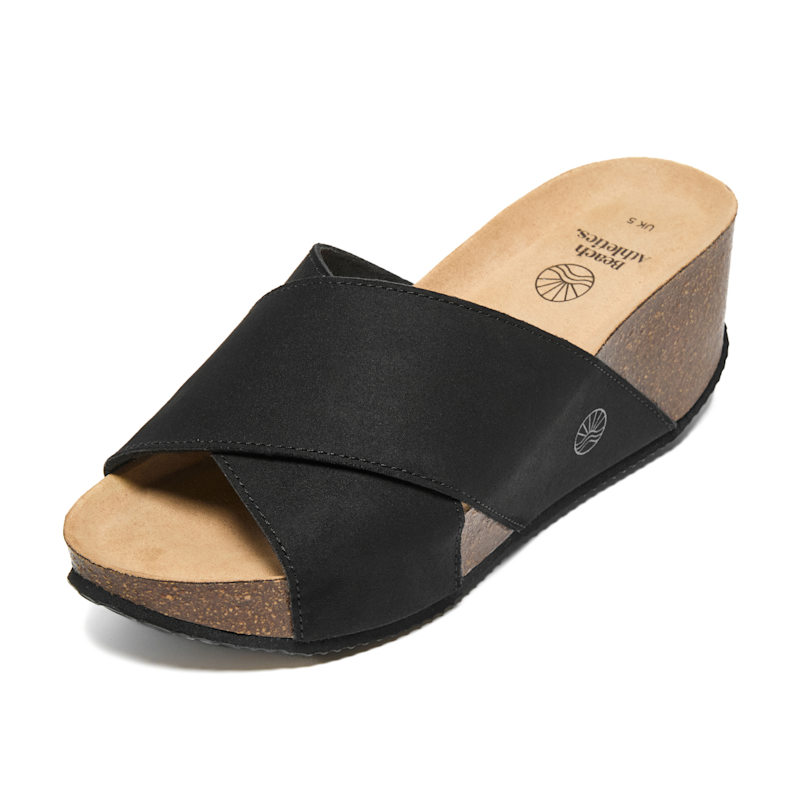 Thumbnail of Inis - Vegan Wedge Crossover Platform Slider - Black image