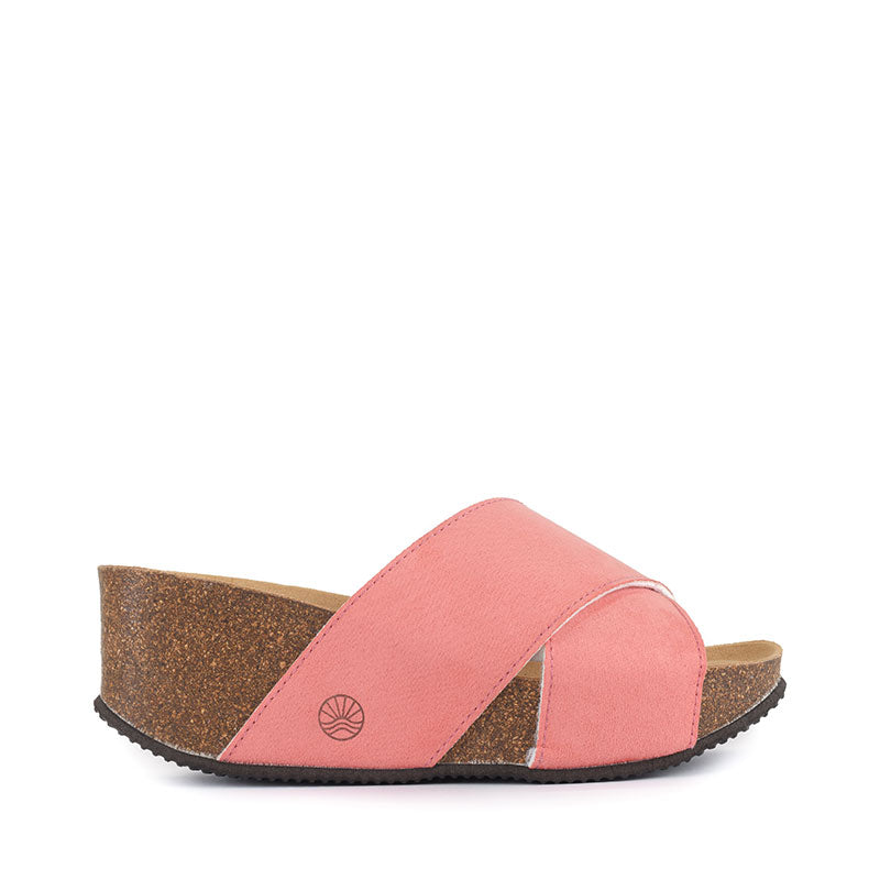 Thumbnail of Inis - Vegan Wedge Crossover Platform Slider - Salmon/Pink image