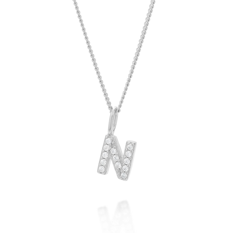 Thumbnail of Initial Sparkle Necklace Sterling Silver image