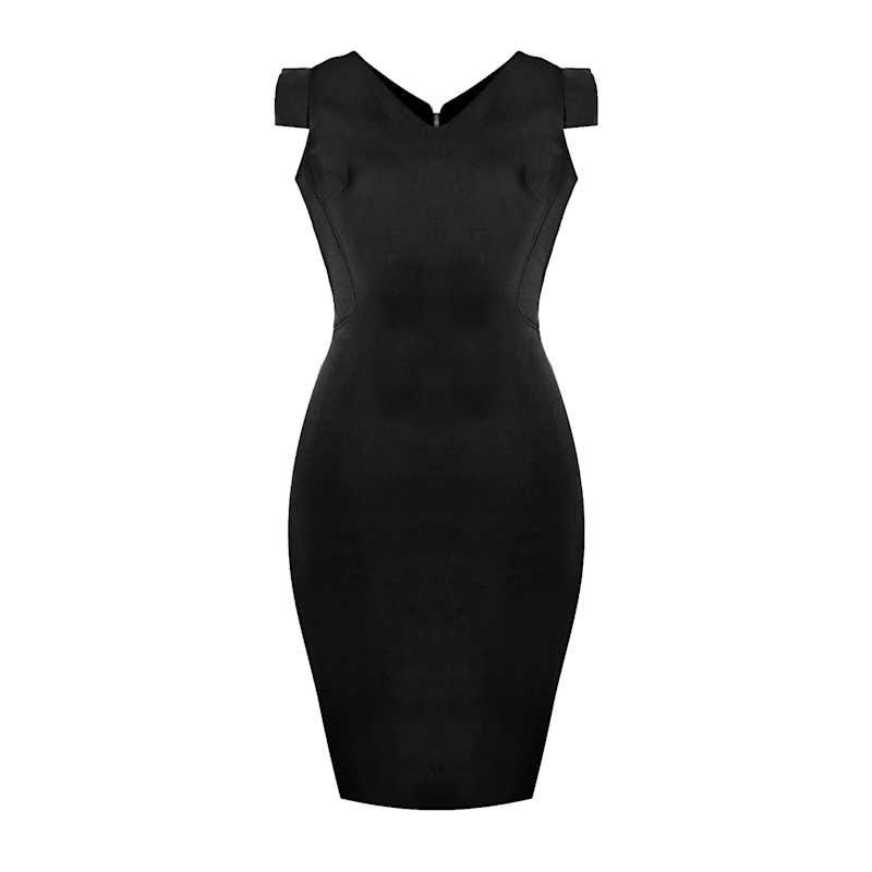 Thumbnail of Innovation Zipper Slit Sheath Crepe Dress - Black image