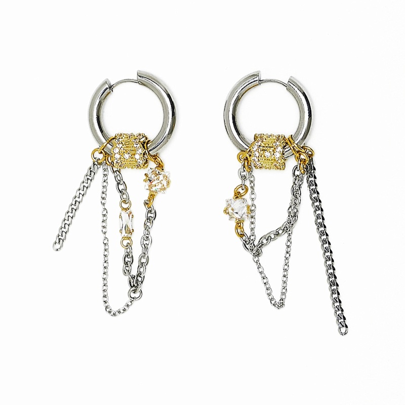 Thumbnail of Interference Chain Hoop Earrings image