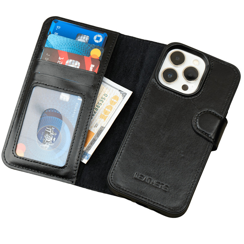 Thumbnail of Iphone Series Black Leather Wallet Case - New York image