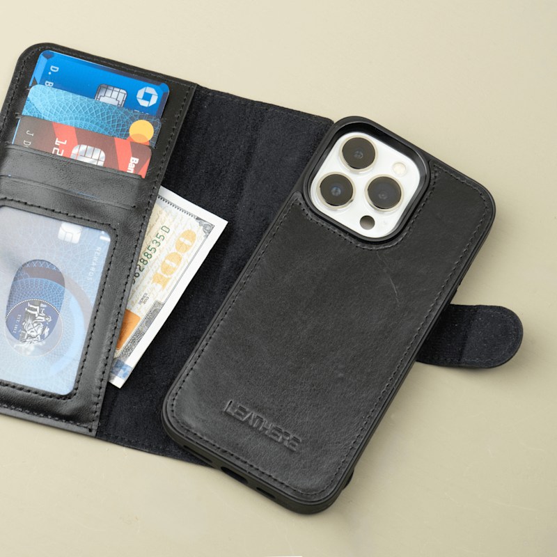 Thumbnail of Iphone Series Black Leather Wallet Case - New York image
