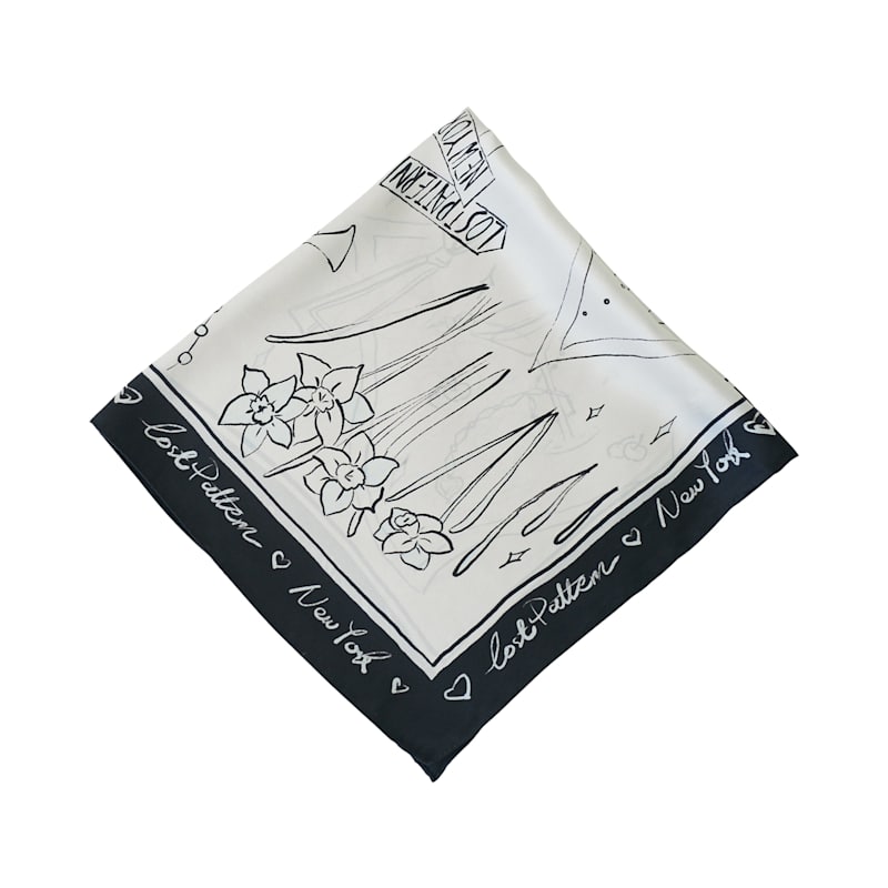 Thumbnail of New York In Sketches Silk Scarf - Black & White image