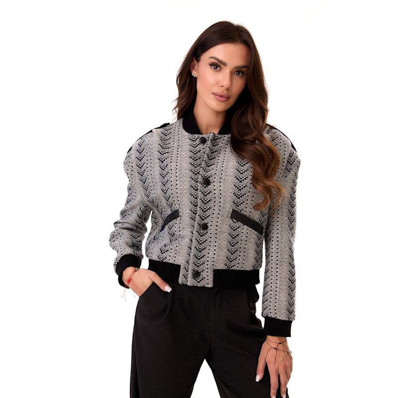 Thumbnail of Ira Wool Bomber Jacket In Grey Patterns image
