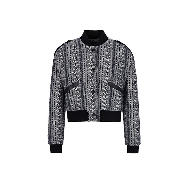 Thumbnail of Ira Wool Bomber Jacket In Navy Patterns image