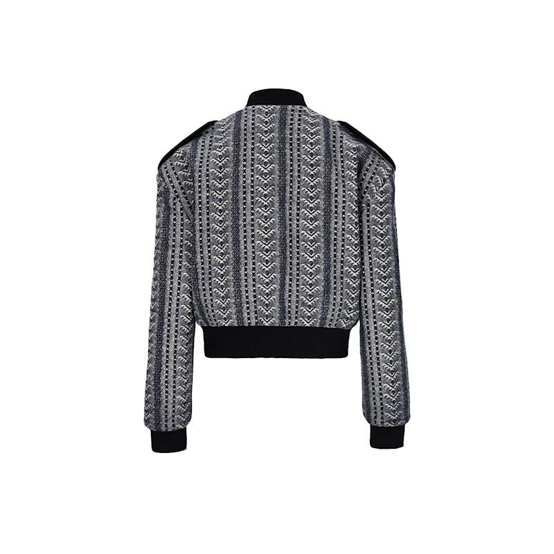 Thumbnail of Ira Wool Bomber Jacket In Navy Patterns image