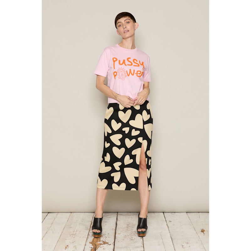 Irena Heart Print Denim Skirt | Bo Carter | Wolf & Badger