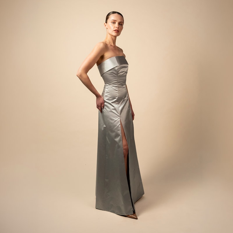 Irena Silk Dress - Pearl Grey | Anse Victorin