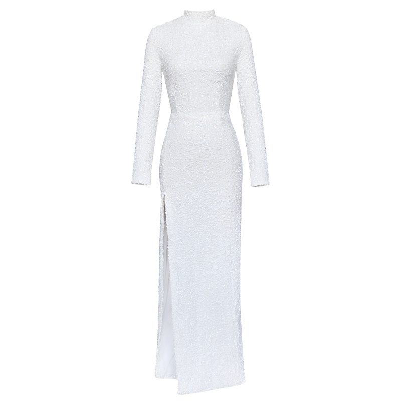 Thumbnail of Irina Long Sleeved Sequin Gown- White image