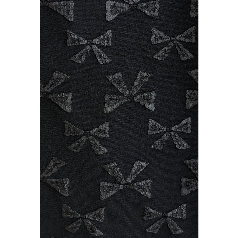 Thumbnail of Iris Black Bow Jacquard White Lace Collar Midi Dress image