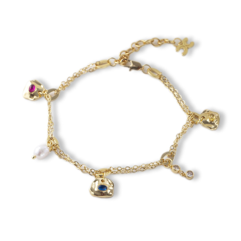 Thumbnail of Iris Gold Gemstone Charm Anklet image