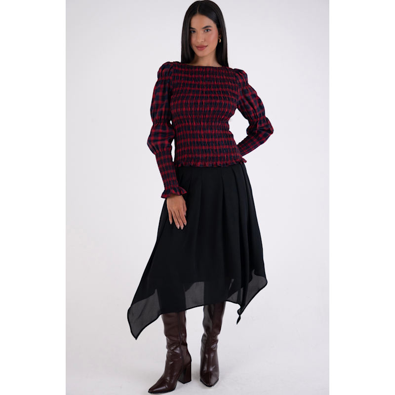 Thumbnail of Tilda Black Asymmetric Chiffon Midi Skirt image