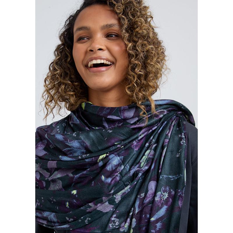 Oversized Purple Floral Scarf Iris Oversized Floral Printed Scarf