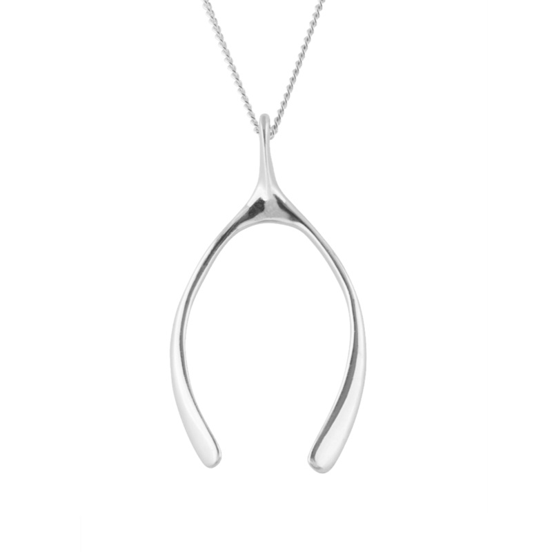Thumbnail of Medium Sterling Silver Wishbone Necklace image