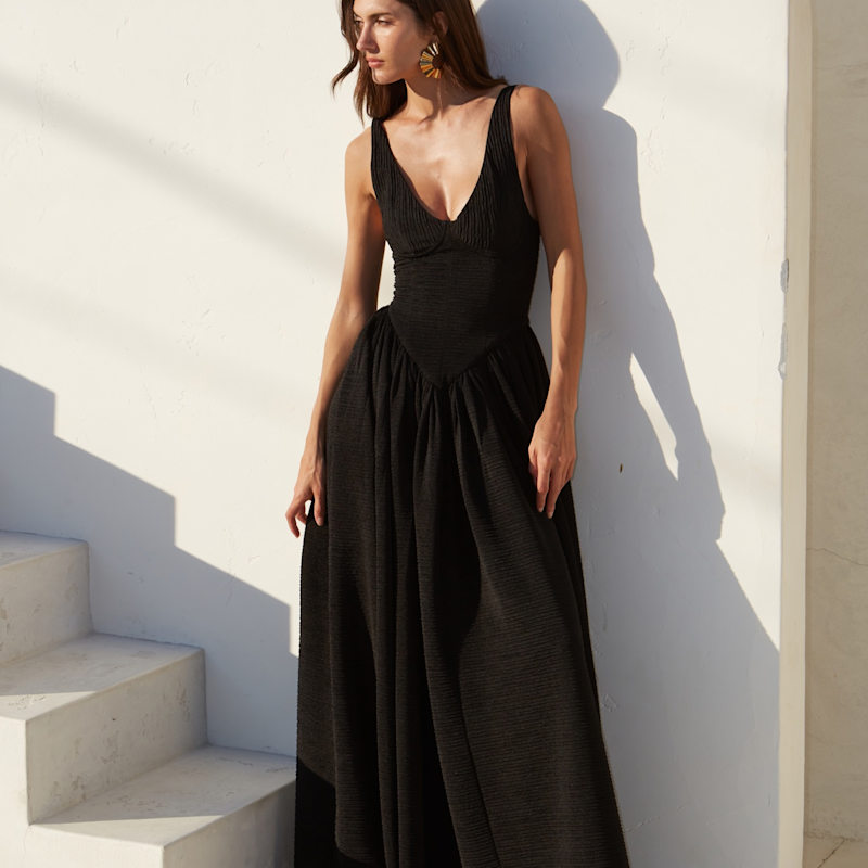 関税込【Rotate】Isadora logo mesh maxi dress Isadora logo mesh maxi dress in black - Rotate | Mytheresa