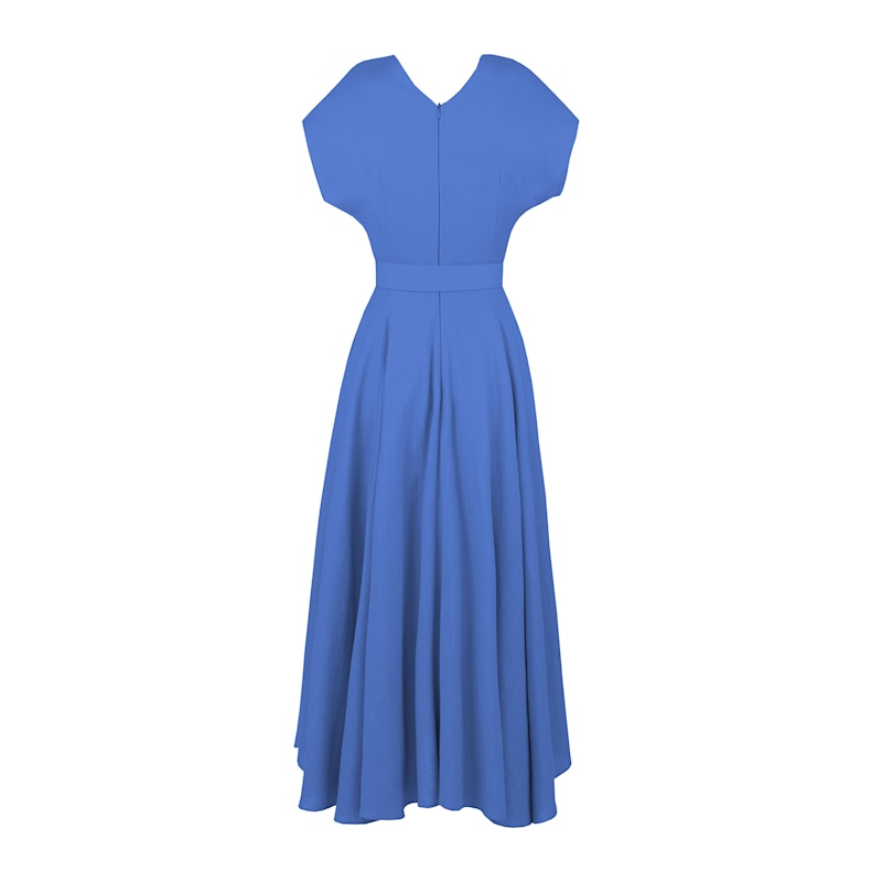 Thumbnail of Ischia Lavender Blue Linen Work  Dress With Pockets And Textile Belt image