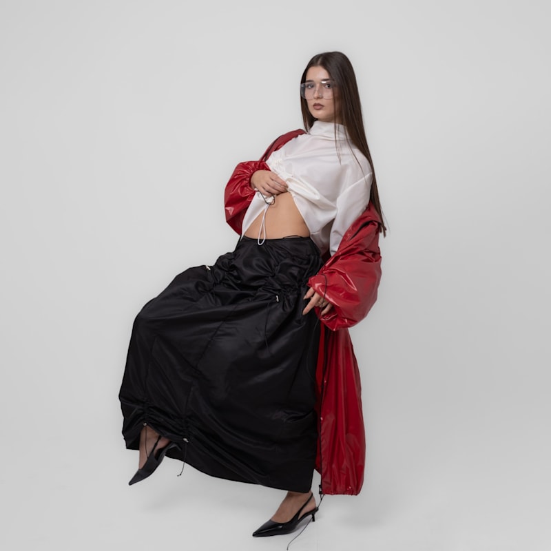 Thumbnail of Isha Parachute Black Midi Skirt image