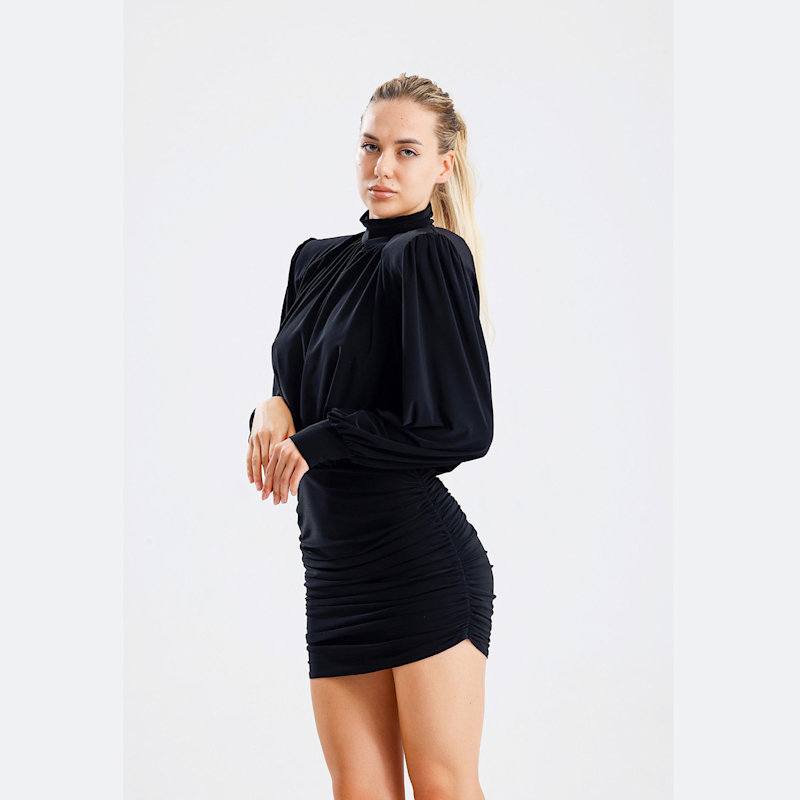 Thumbnail of Isla Black High-Neck Mini Dress image
