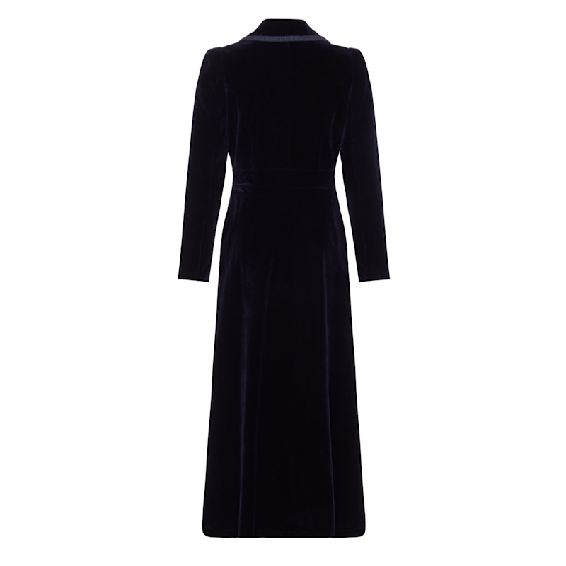 Navy Blue Velvet Dress Coat | Guinea | Wolf & Badger