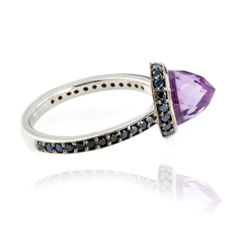 Thumbnail of Istanbul Secret Amethyst And Black Spinel Ring In Sterling Silver image