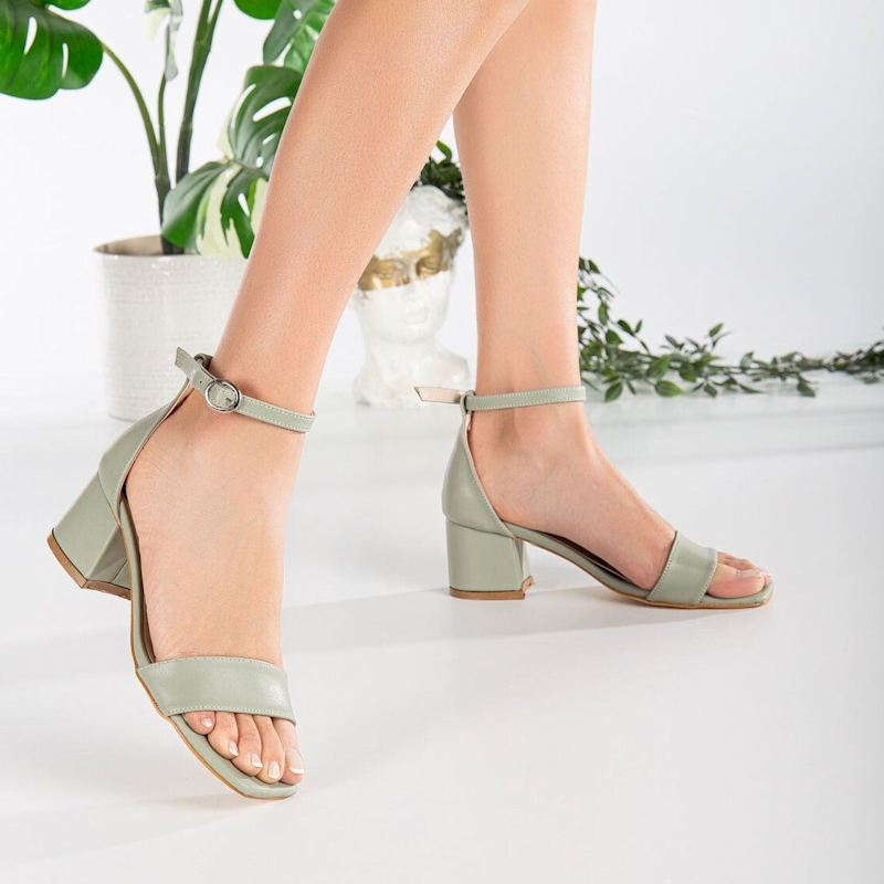 Iva Sage Green Low Heel Forever Always Shoes Wolf Badger
