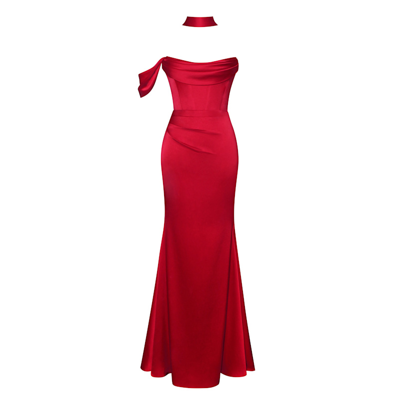 sachin and babi light blue dress Gwendoline Christie Sexy Red Halter Formal Evening Dress 21st Annual SAG  2015 main image 1