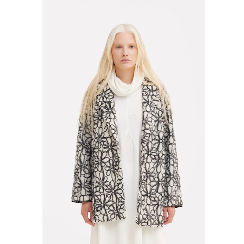 Thumbnail of Ivory Abstract Textured Jacket With Satin Lining image