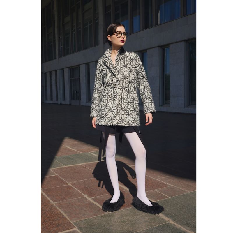 Thumbnail of Ivory Abstract Textured Jacket With Satin Lining image