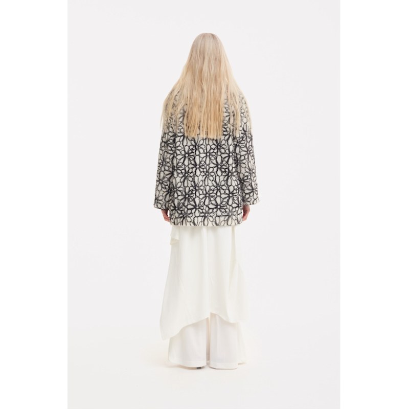 Thumbnail of Ivory Abstract Textured Jacket With Satin Lining image