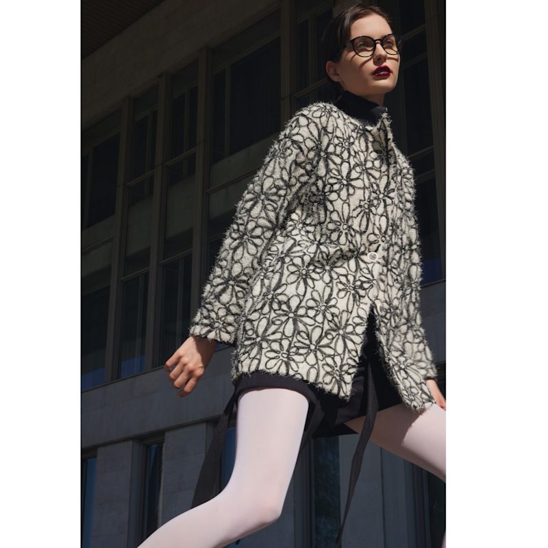 Thumbnail of Ivory Abstract Textured Jacket With Satin Lining image